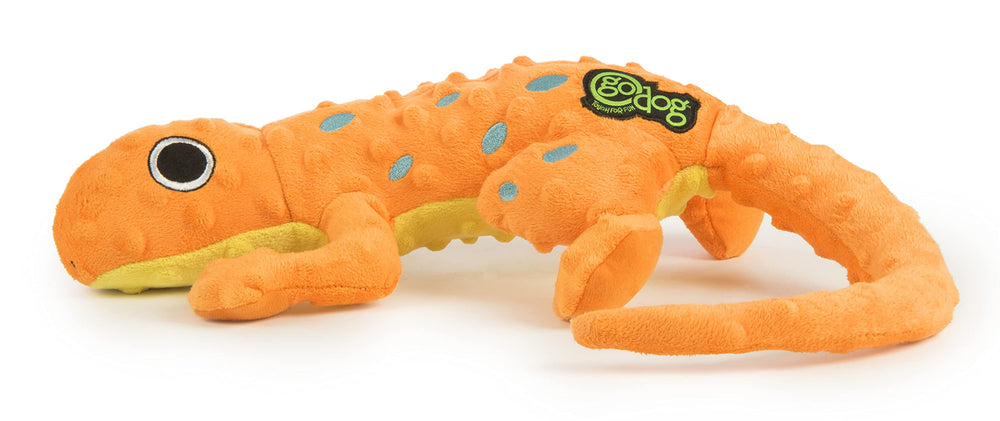 Soft plush Gecko close-up from GoDog Amphibianz, inviting cuddles and gentle chew.