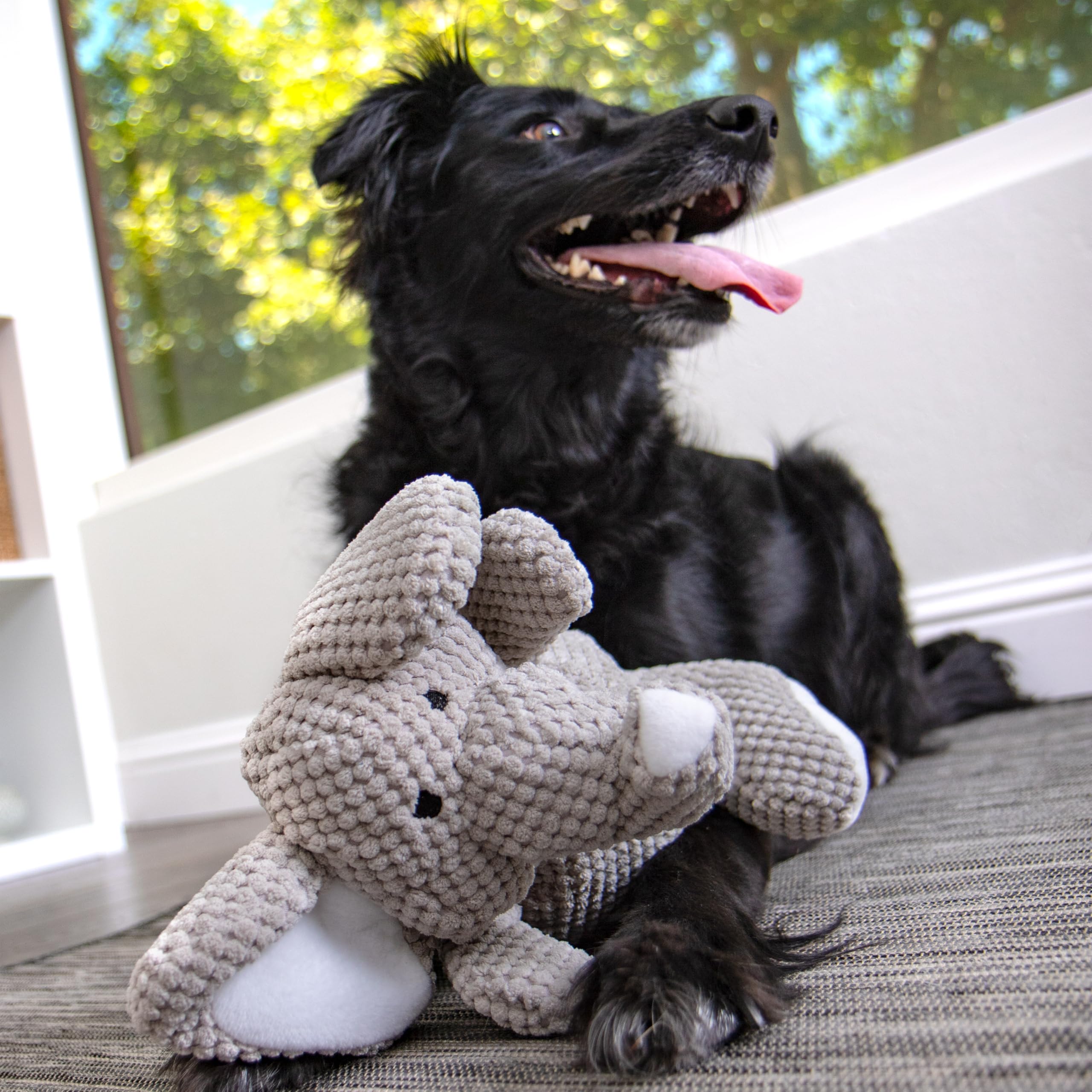goDog Checkers Elephant easy-clean plush surface for quick maintenance.