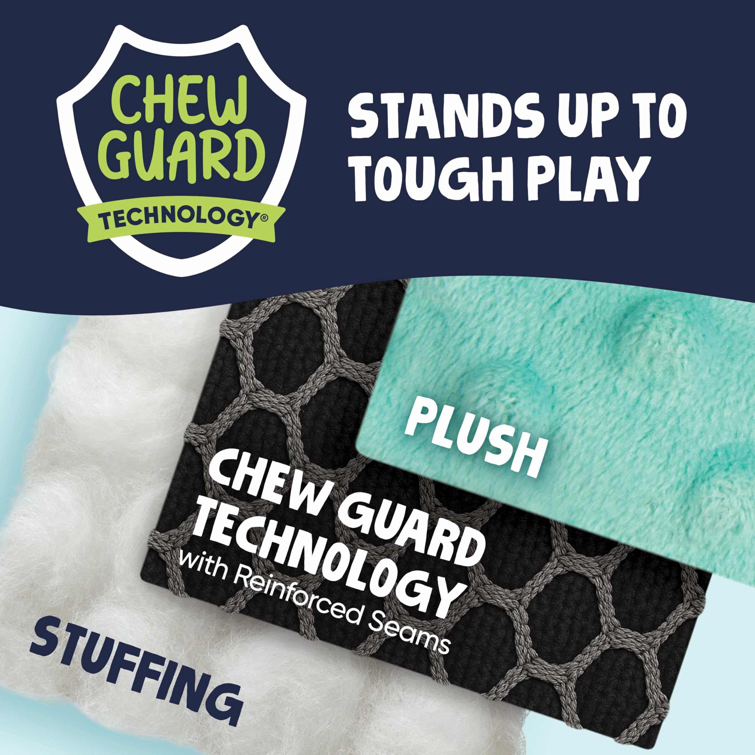 goDog Checkers Elephant quilted mesh with Chew Guard for tougher chewing.