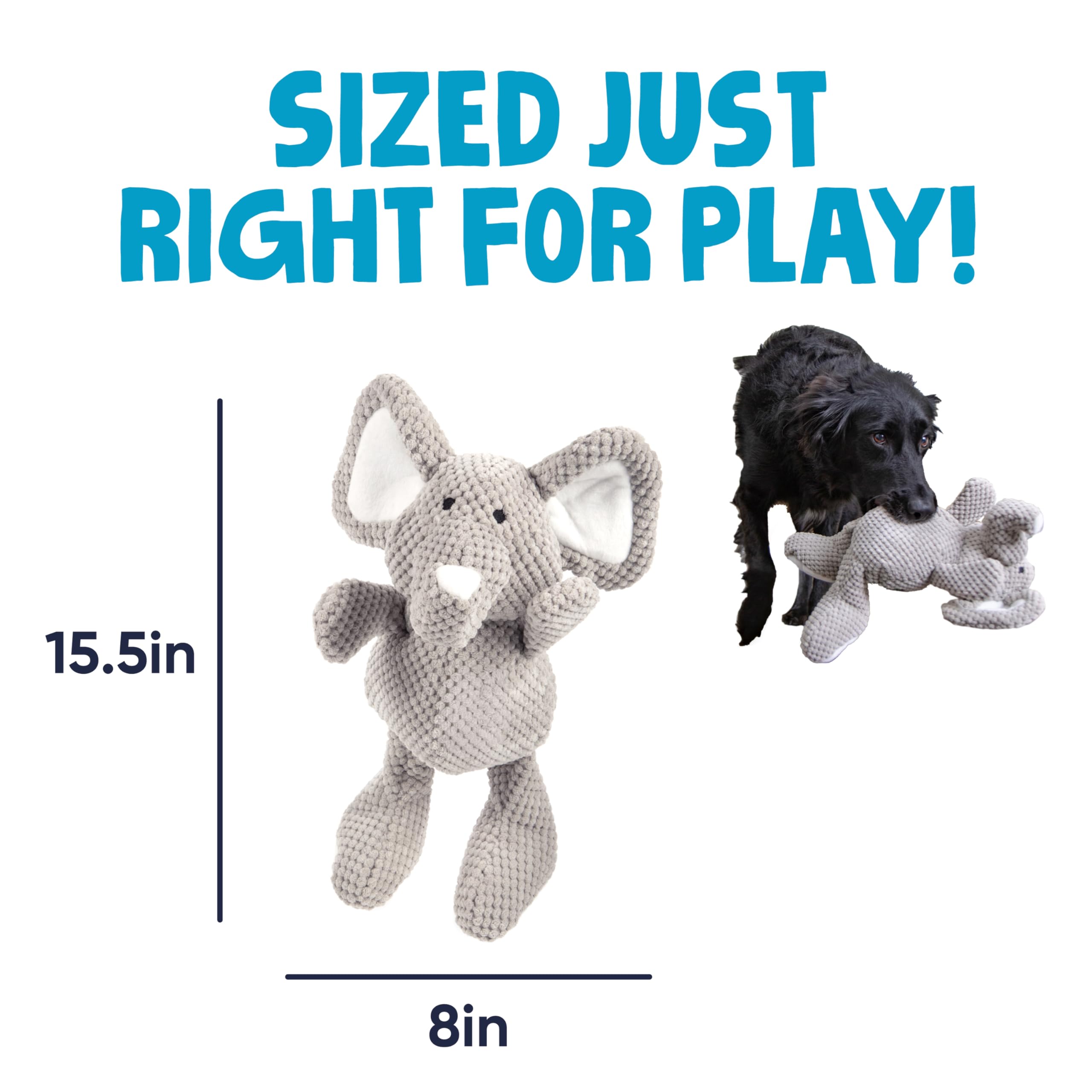 goDog Checkers Elephant textured fabric enhances grip and engagement.