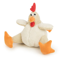 GoDog Fat Rooster built-in squeaker in white prompts engaging play.