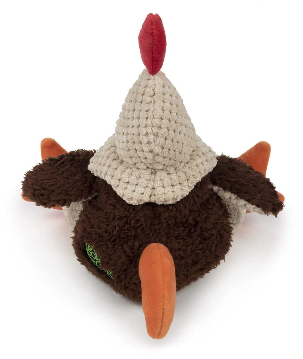 GoDog Checkers Fat Rooster shows two squeakers for enhanced excitement.