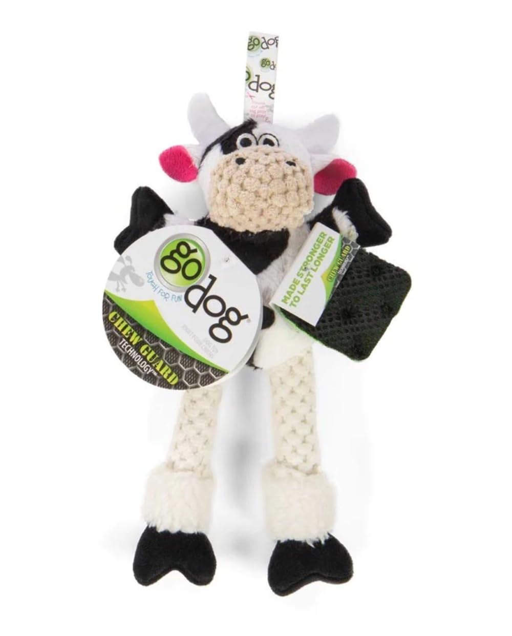 GoDog Checkers Skinny Horse plush with Chew Guard lining for longer-lasting cuddling.
