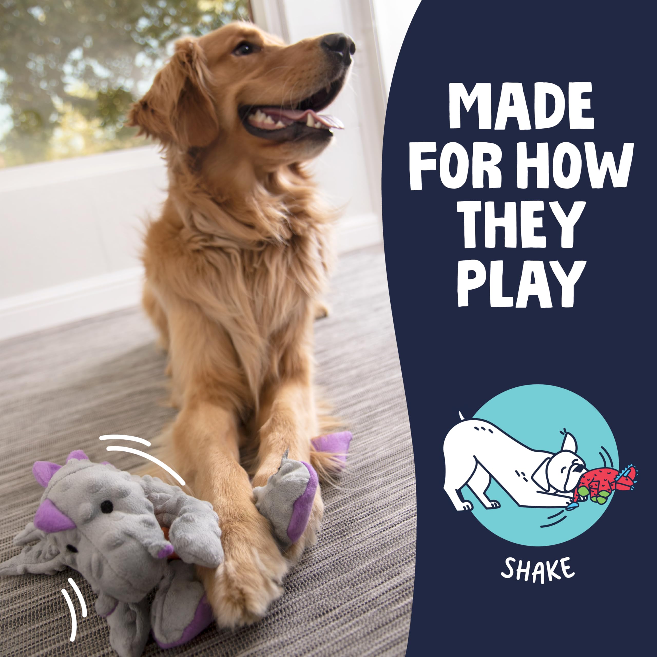 goDog Dragons durable plush toy for interactive play and retrieval.
