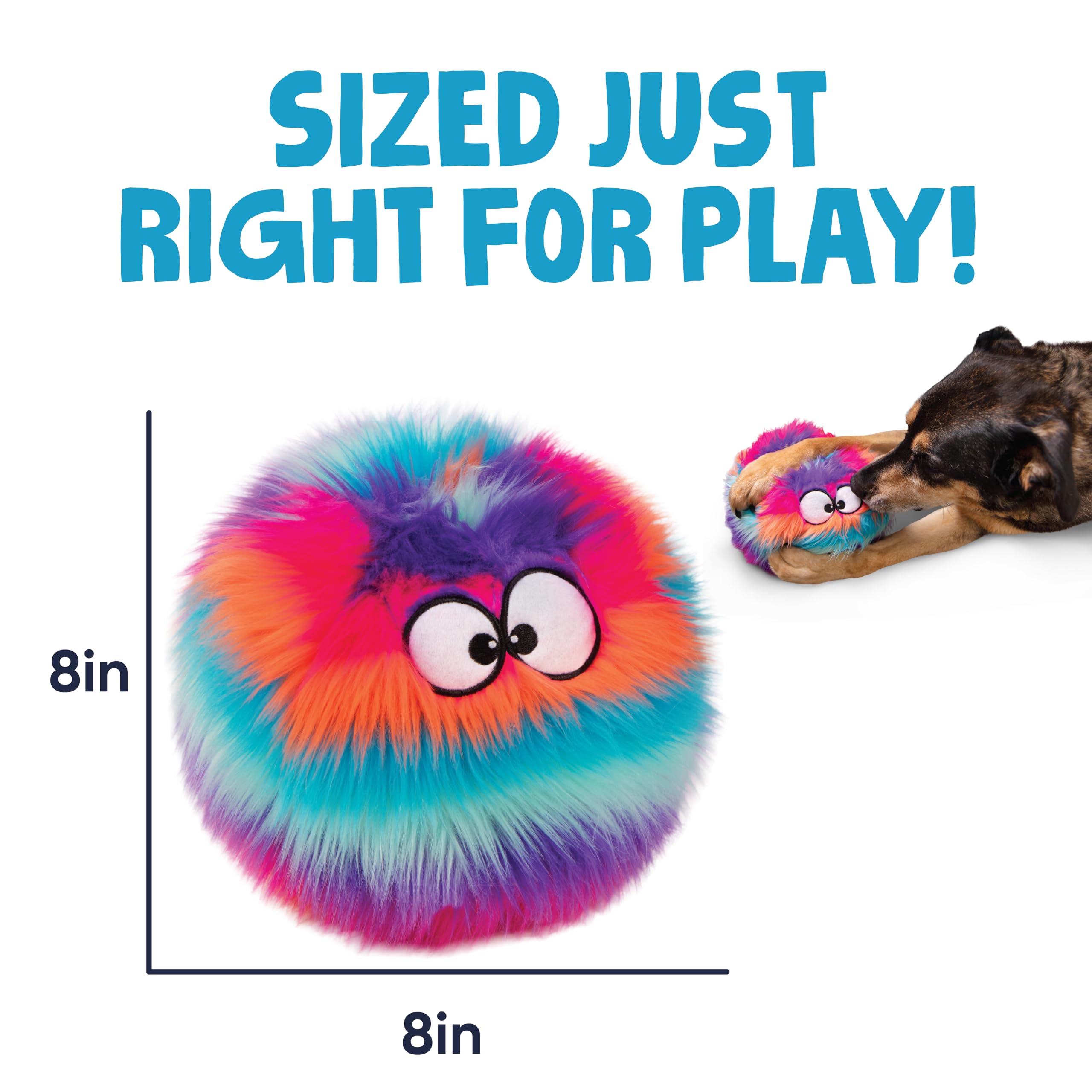 goDog Furballz round shape designed for easy throwing and retrieval.
