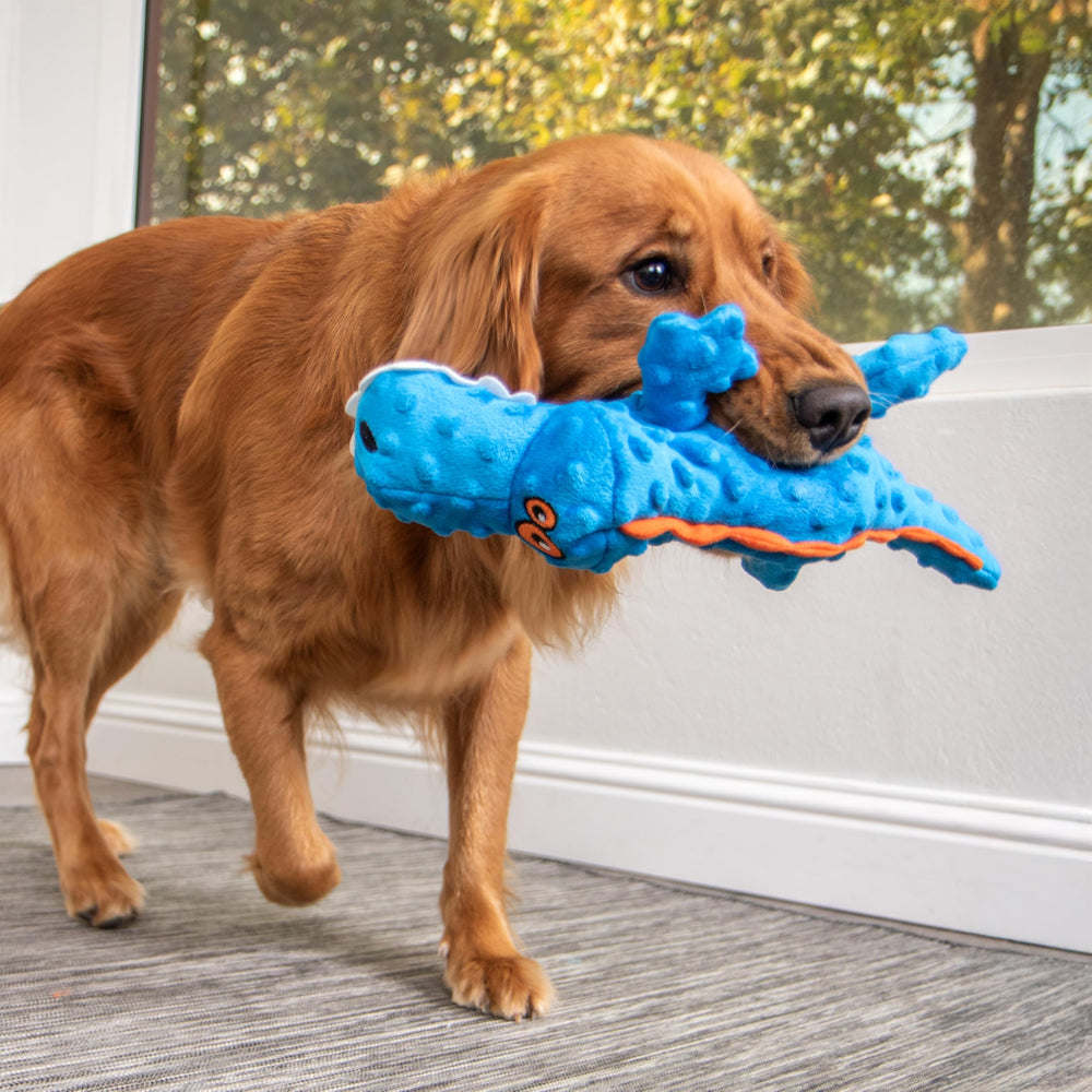 goDog Gators easy spot-clean surface helps quick cleanup after play.