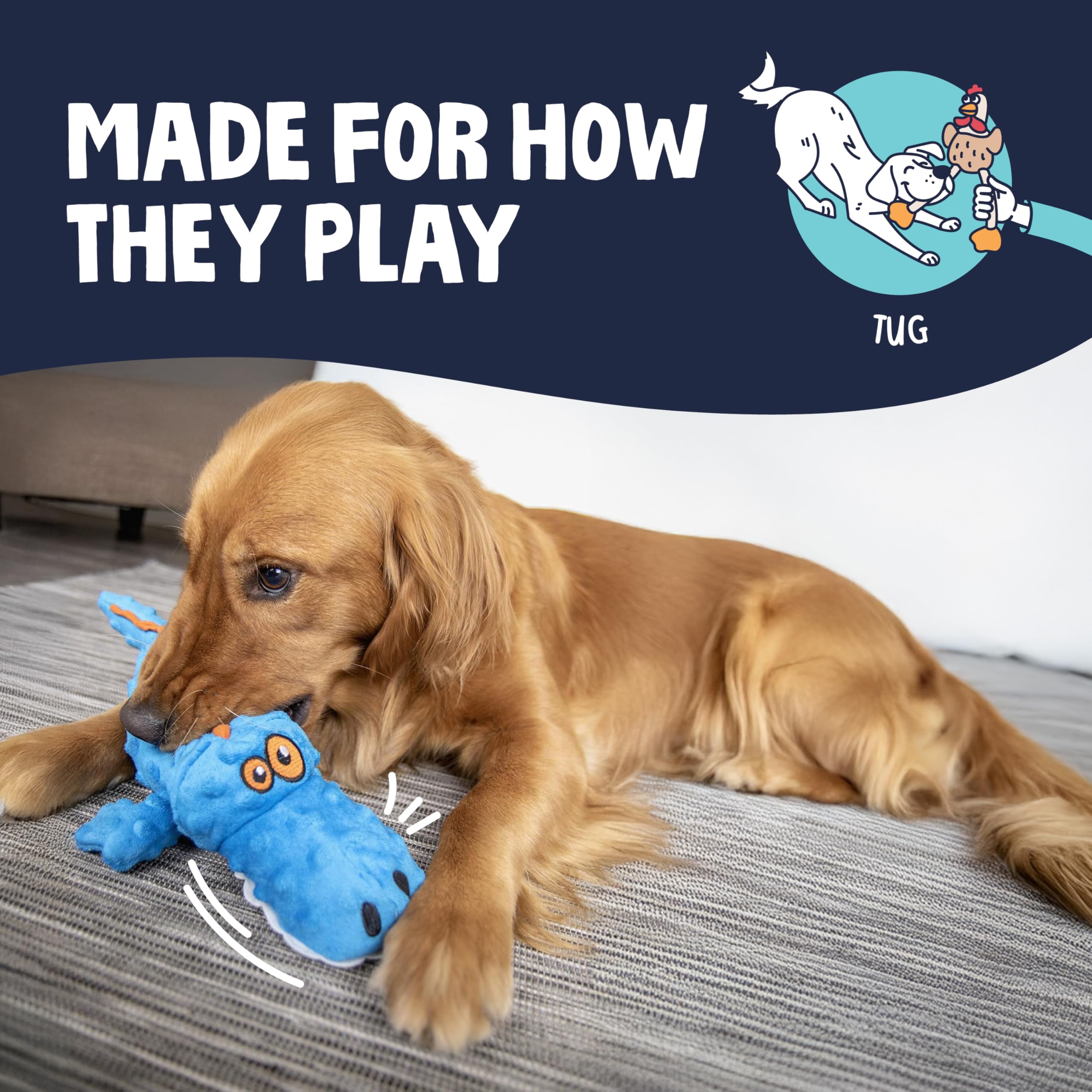 goDog Gators floppy bubble plush invites shaking and playful tossing.