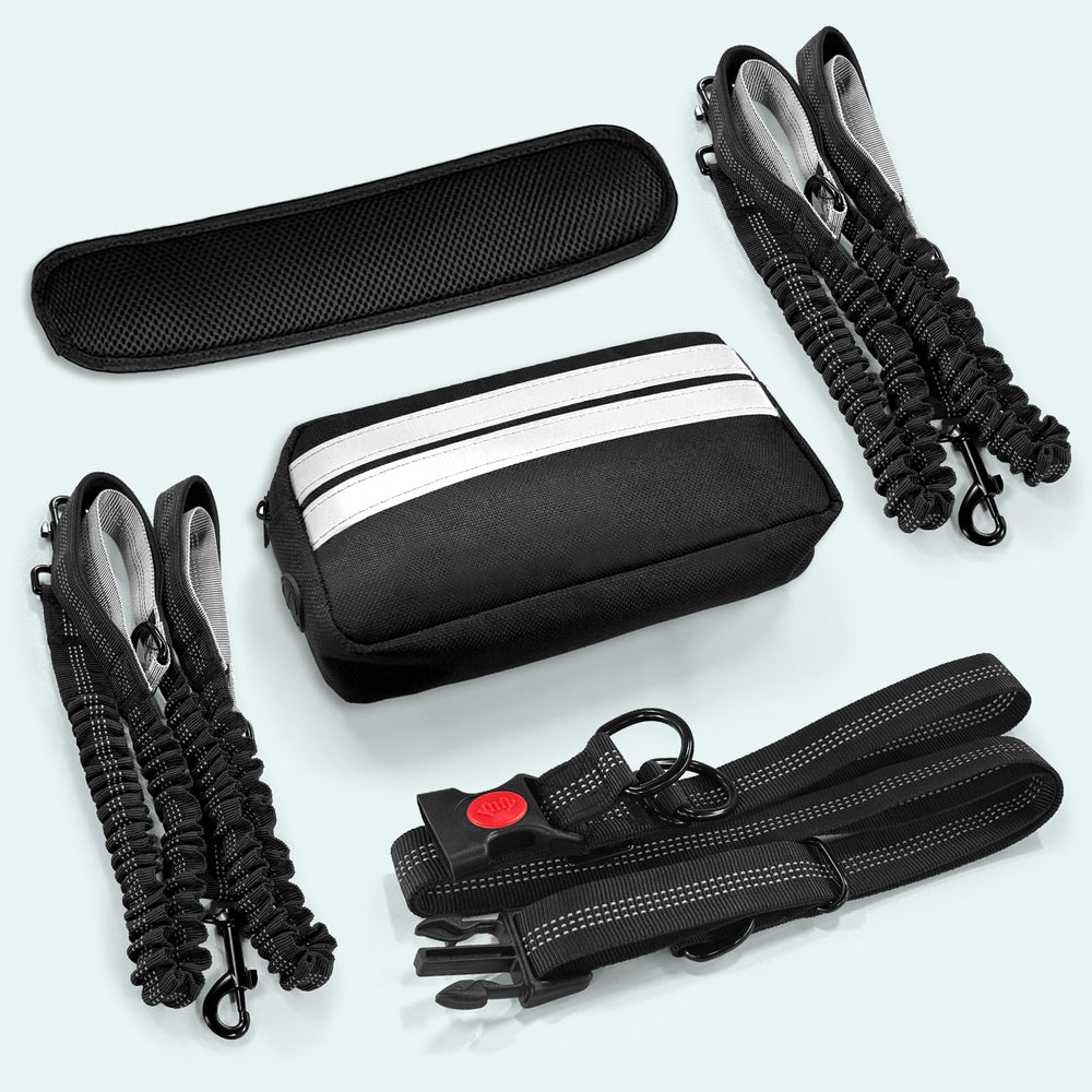 Godyoy black double dog leash suitable for walking and running