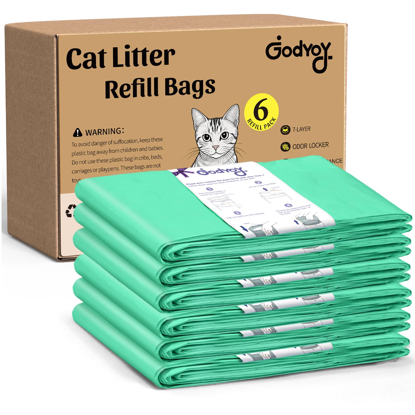 Godyoy no-mess emptying with sturdy refill bags and easy handling