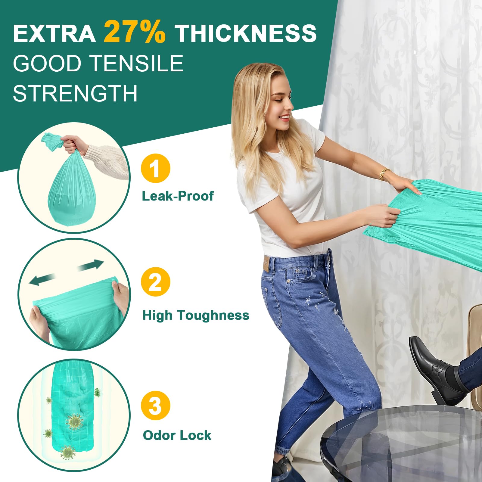Godyoy tear-proof durable refill bags fit Litter Champ for mess-free emptying