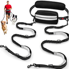 Godyoy two-dog waist leash setup shows hands-free control while walking two dogs