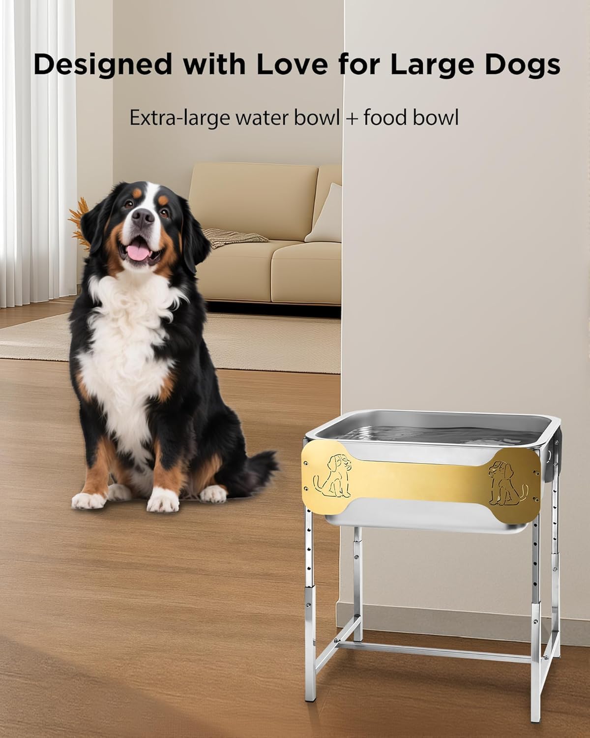 GOENDR 1-gallon food bowl at elevated height for comfortable meals