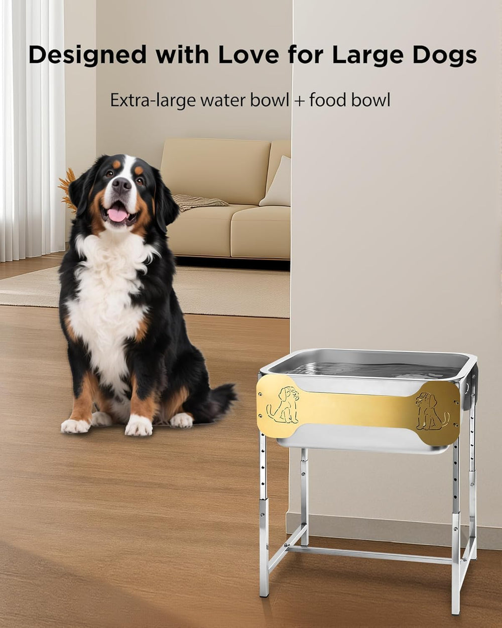 GOENDR 1-gallon food bowl at elevated height for comfortable meals