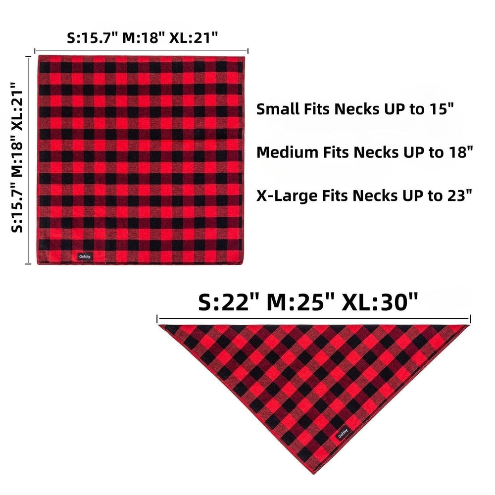 Gofshy buffalo plaid dog bandana green on dog for versatile styling