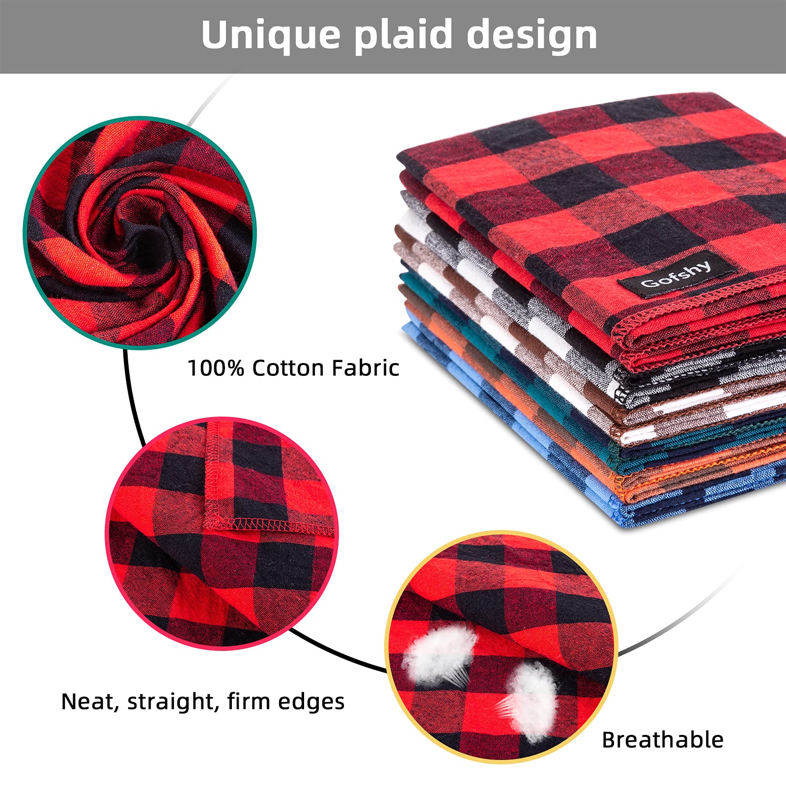 Gofshy buffalo plaid dog bandana orange on small dog for autumn look