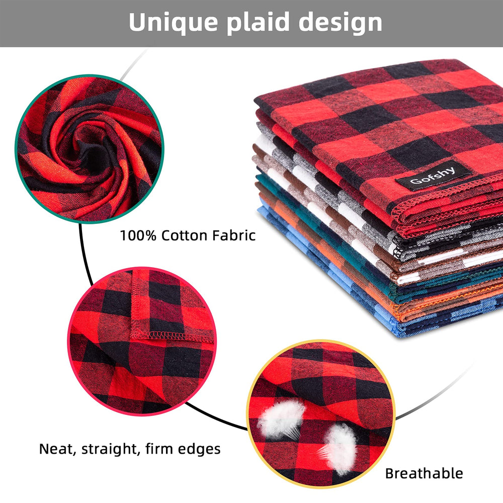 Gofshy buffalo plaid dog bandana orange on small dog for autumn look