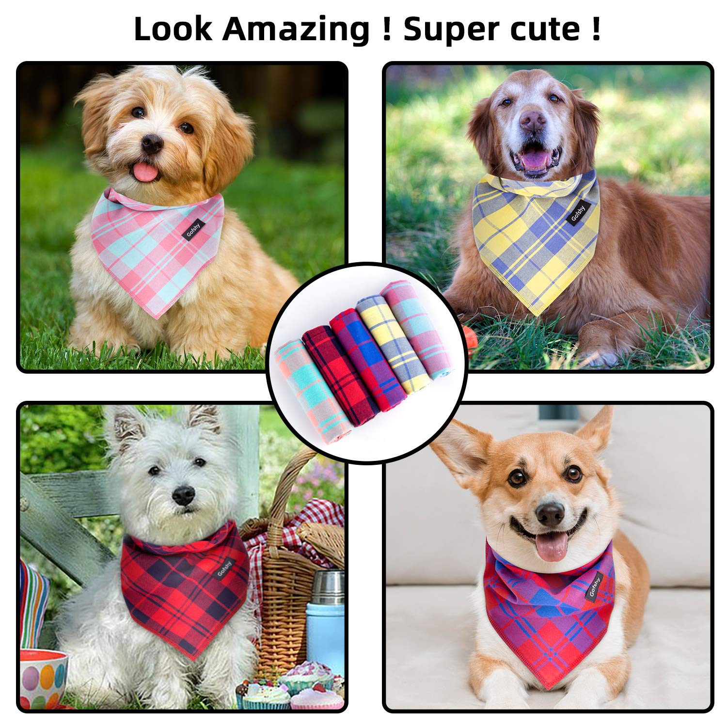 Gofshy XL blue plaid bandana for cool outdoor outings