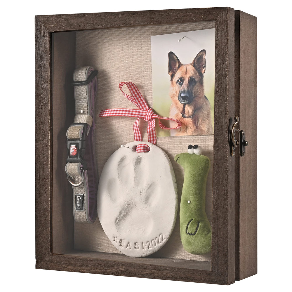 Gognlvn pet memorial shadow box front view for cherished memory display.