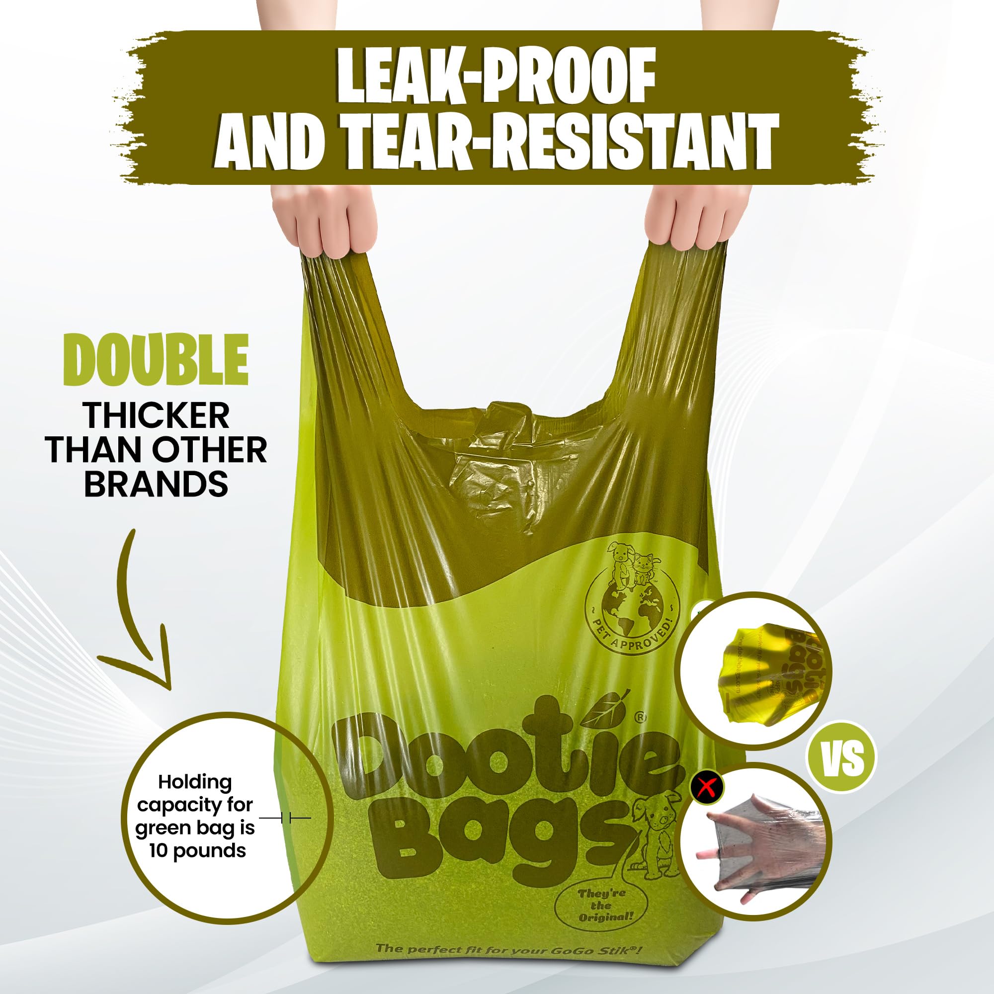 GoGo Stik dootie bag leakproof design prevents leaks during disposal