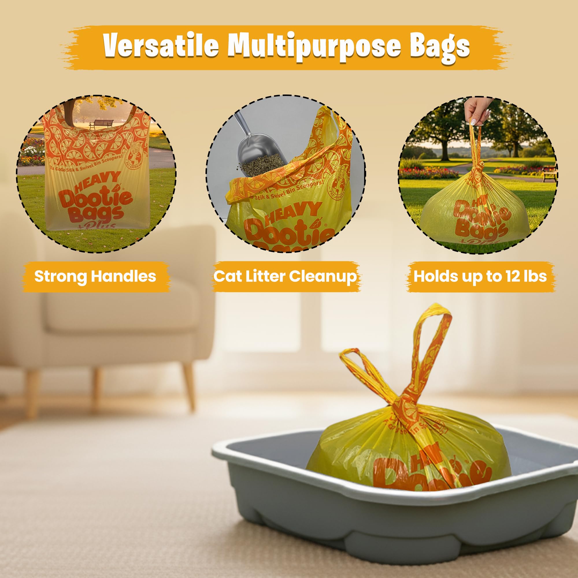 GoGo Stik Heavy Dootie Bags with easy-tie handles simplify disposal