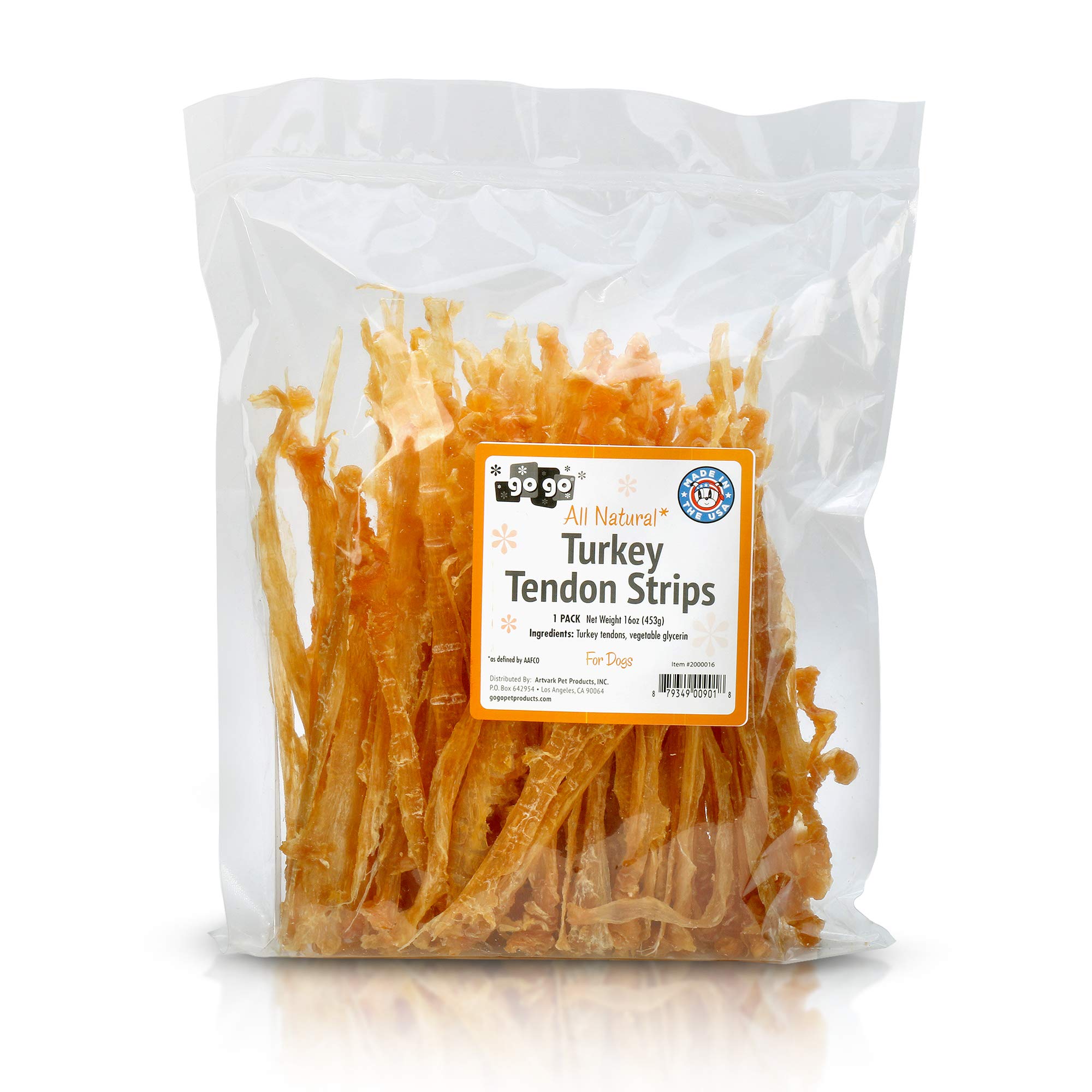 GOGO Turkey Tendon Strips 2-pack front view; convenient for training or sharing.