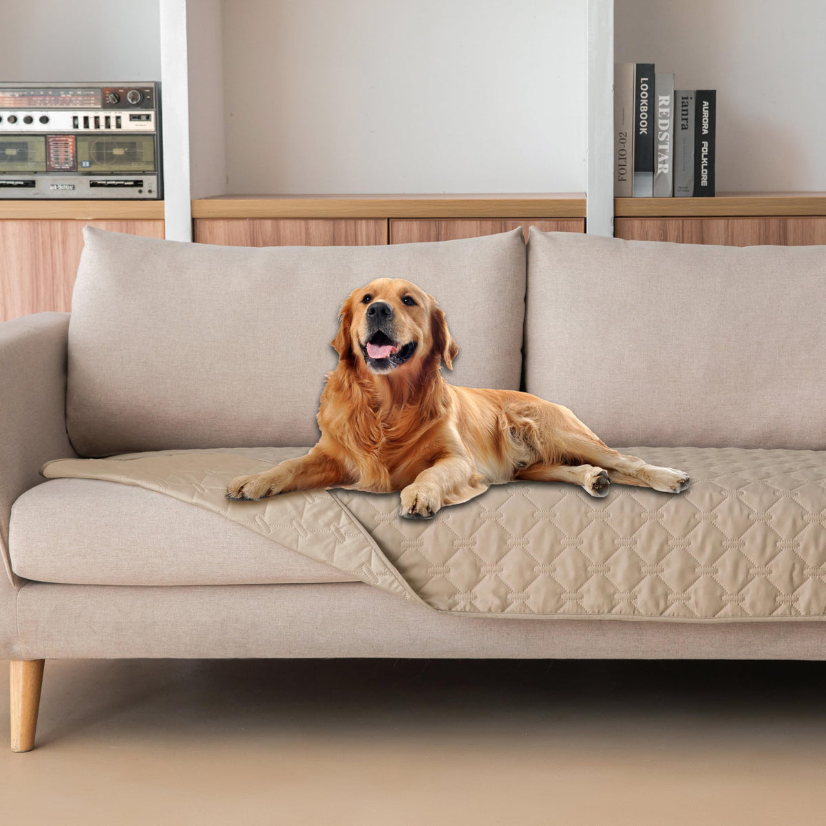 gogobunny 3X stronger waterproof pet blanket on sofa protects furniture from scratches and mess