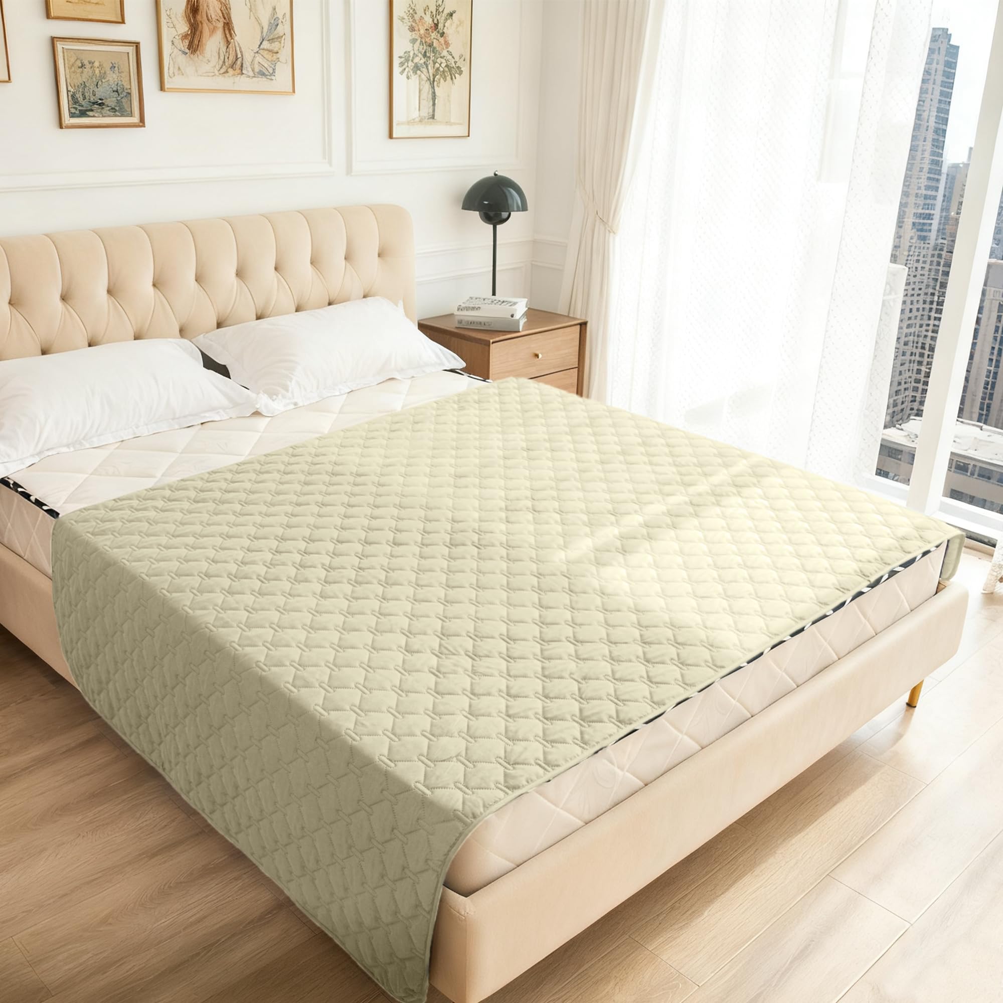 Gogobunny dark cream and light cream shade complements living room decor.