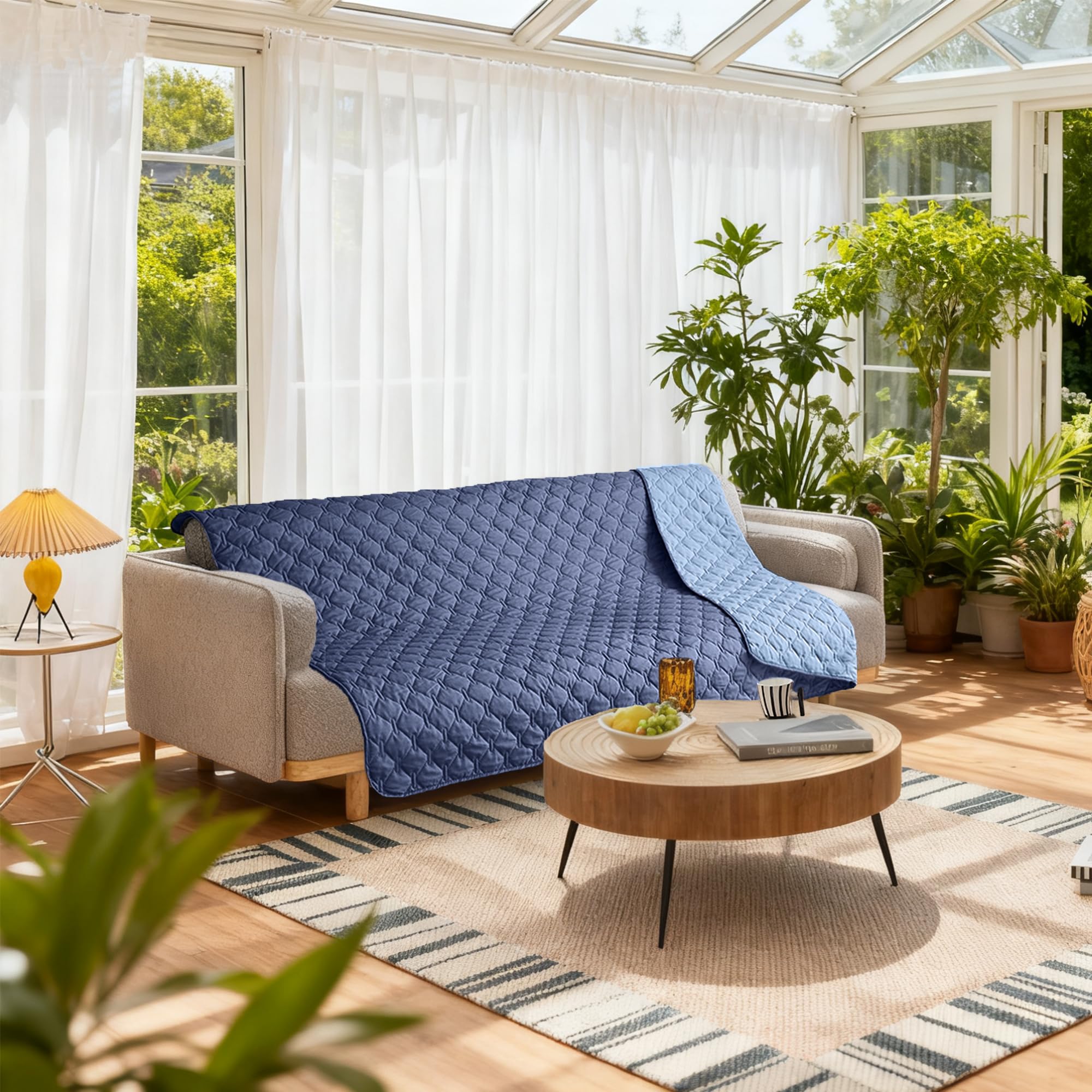 Gogobunny indoor-outdoor blanket ideal for sofa, patio, and car.