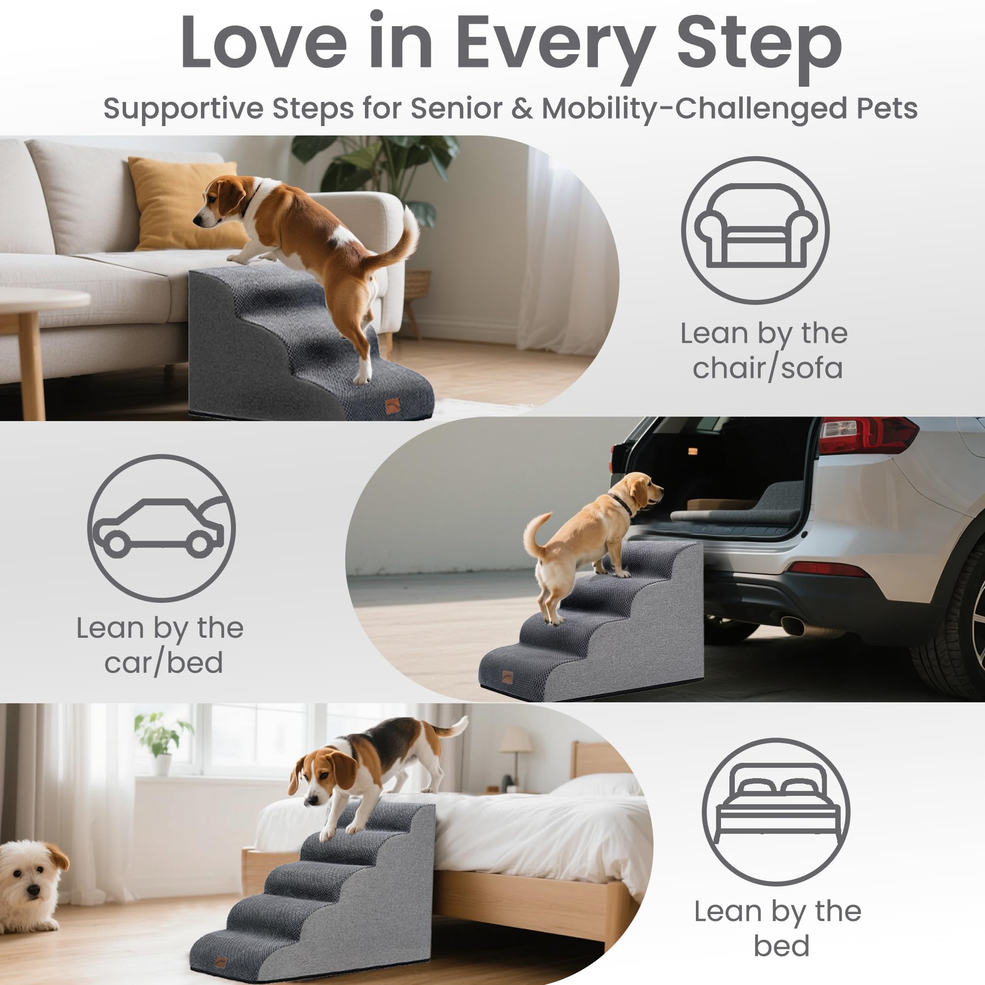 GoGoBunny ramp dog stairs foam core provides stable support.