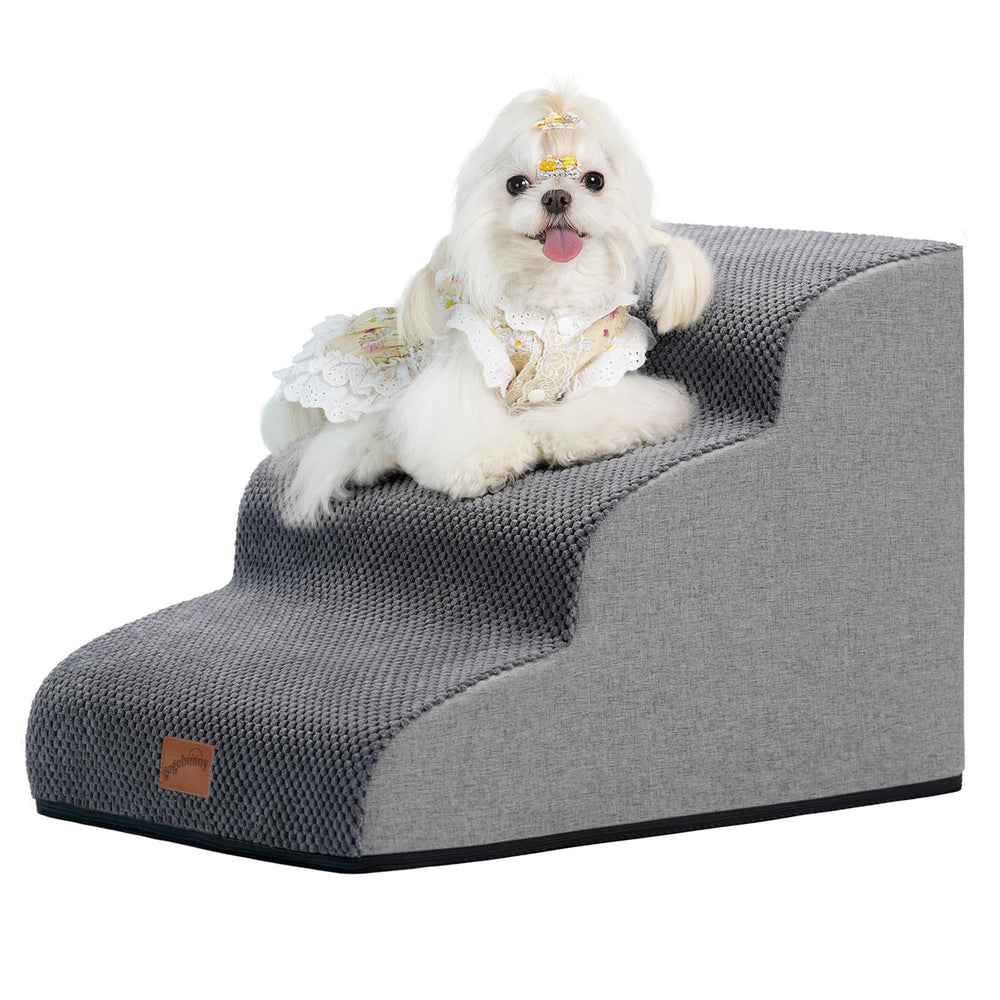 GoGoBunny ramp dog stairs on couch for easy access.