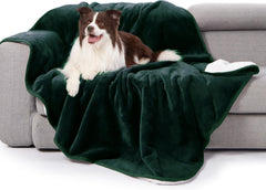 Gogobunny waterproof bed blanket forest green front view, 50x60 inches for bed protection.