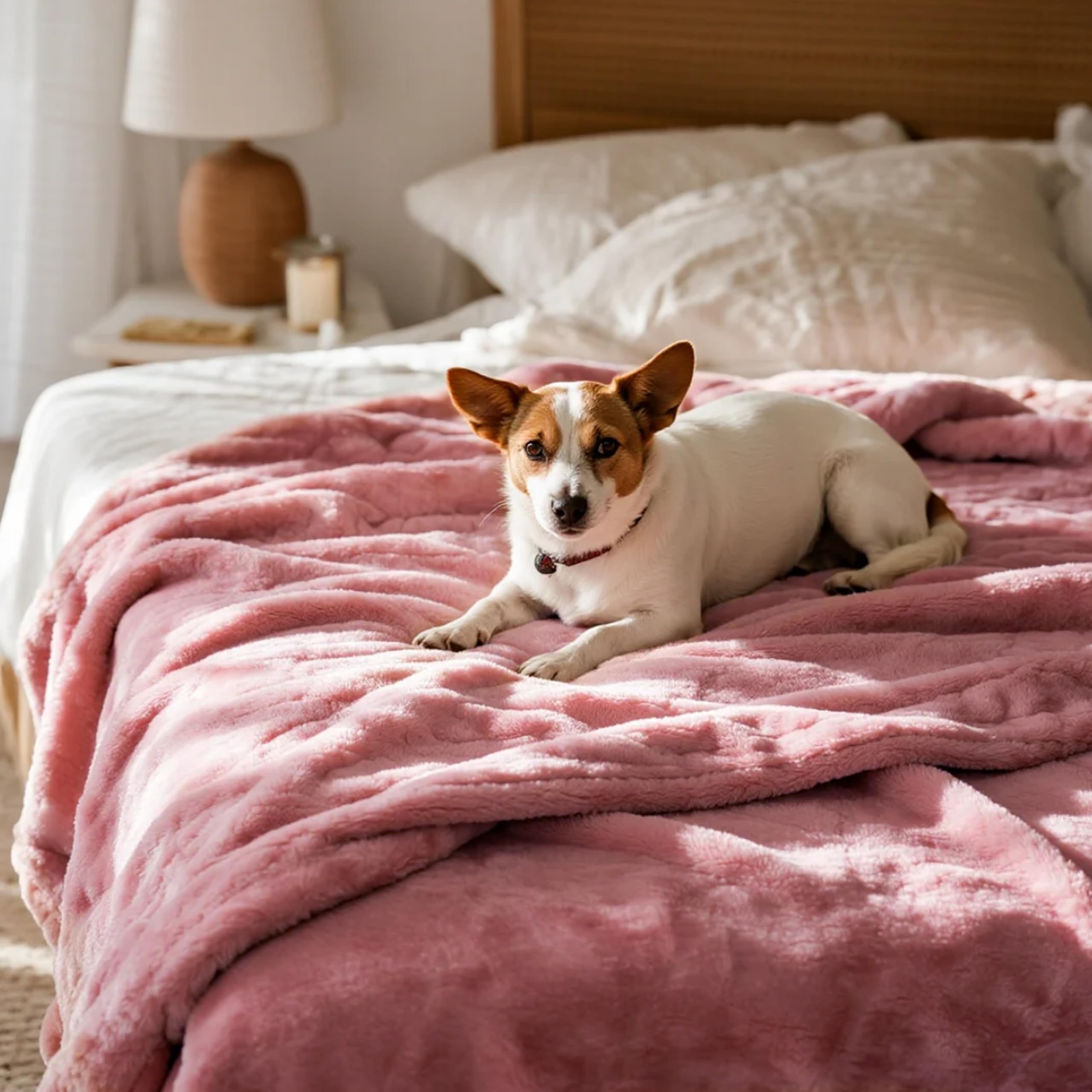 Gogobunny pink sherpa reverse close-up reveals soft, cozy texture.
