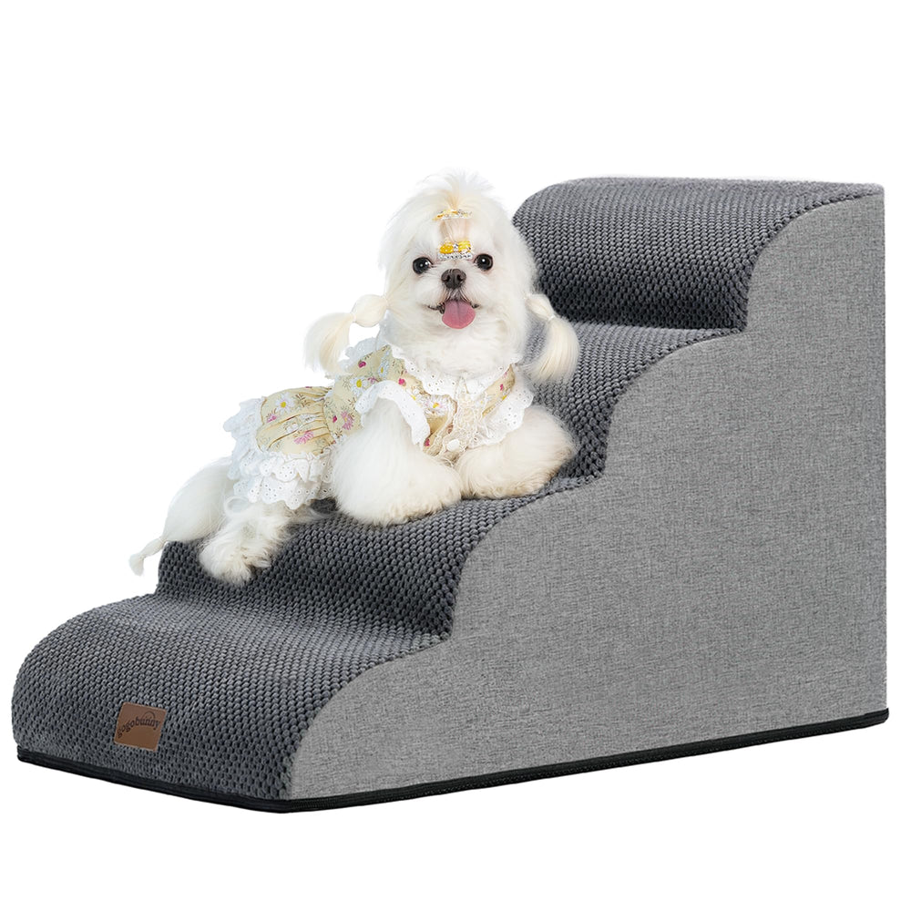 GoGoBunny waterproof foam curved dog stairs with curved design for soft climbs on hardwood floors