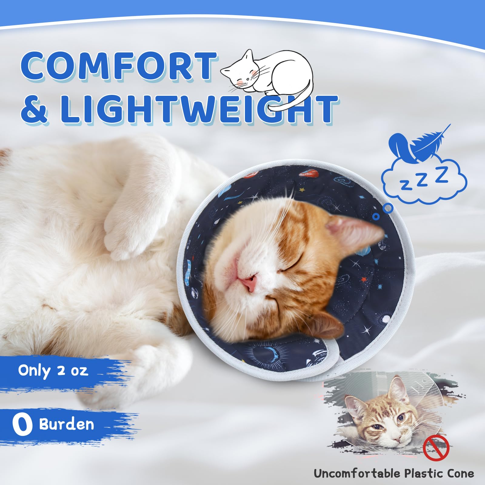 GoGoPaw cat cone adjustable buckle Velcro ensures secure fit and easy on/off