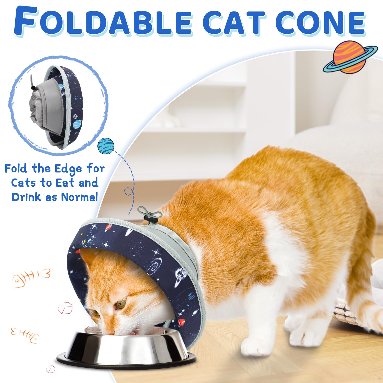 GoGoPaw cat cone foldable design allows normal eating and comfortable rest