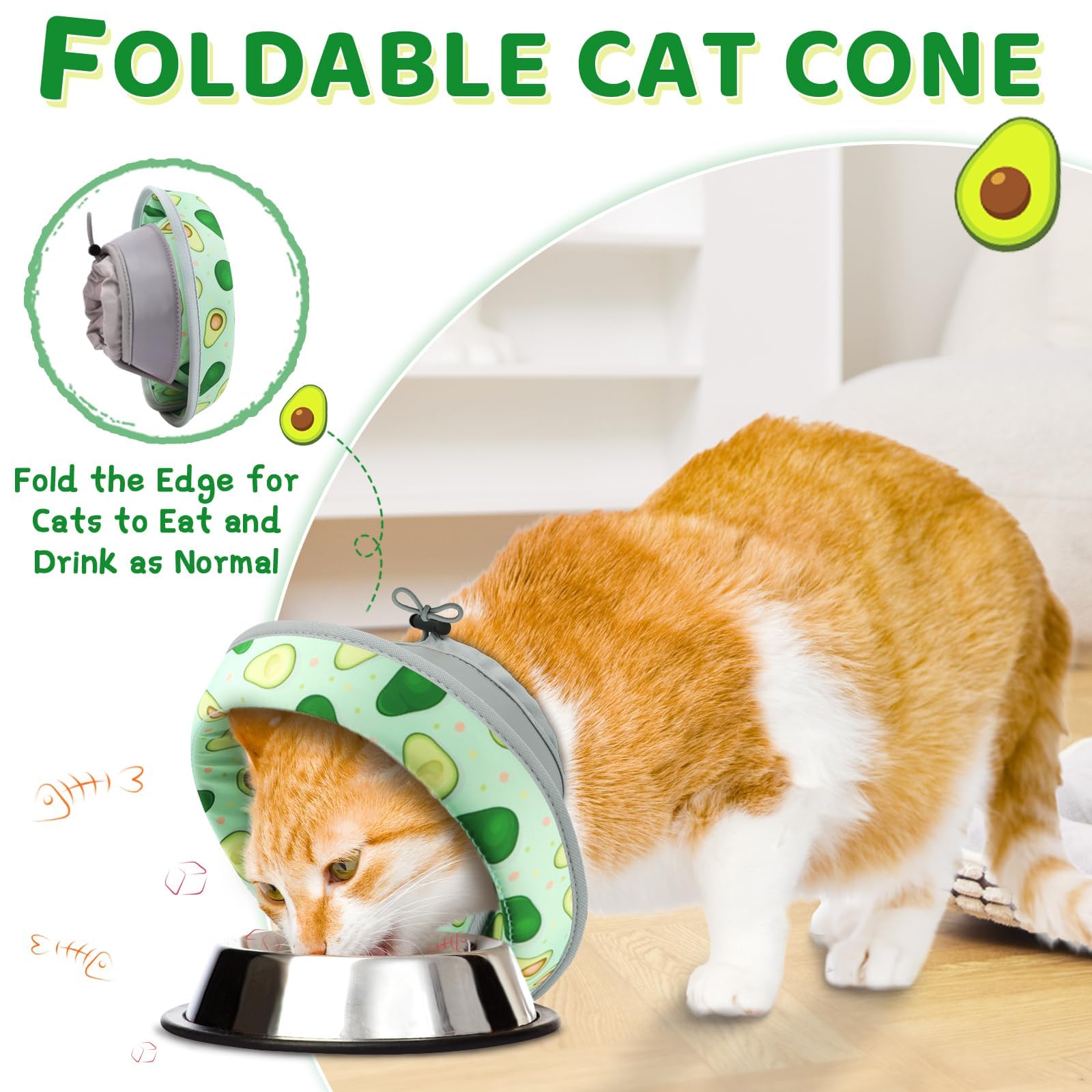 GoGoPaw cat cone foldable design allows eating and drinking normally