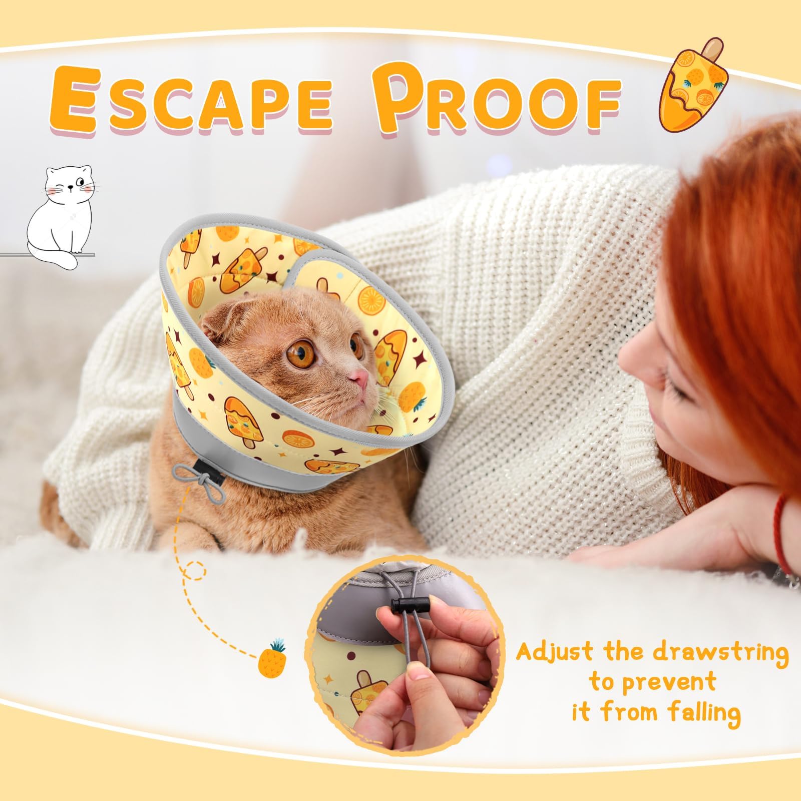 GoGoPaw fruit-pattern strawberry cone offers stylish recovery accessory.
