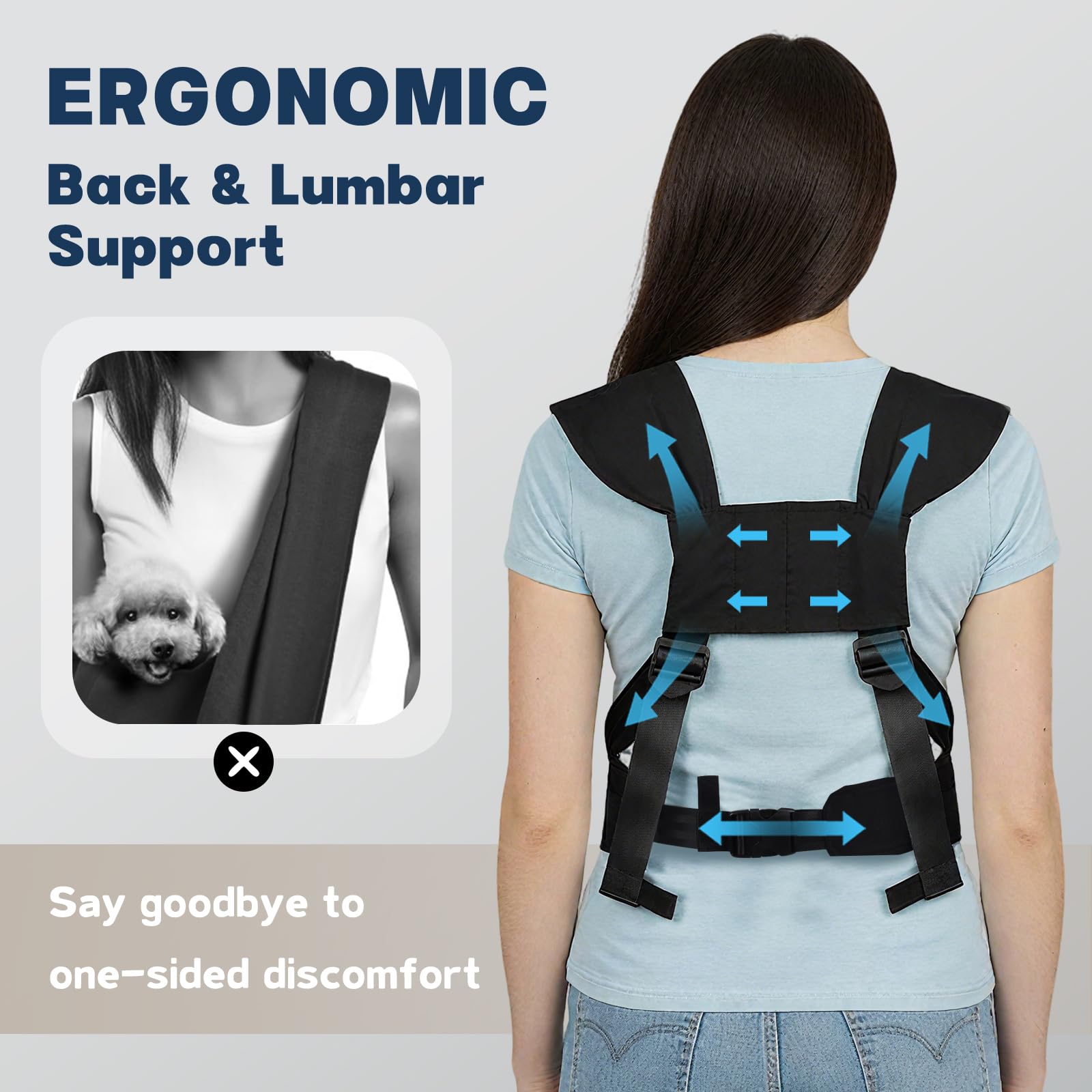 GoGoPaw front carrier helps anxious pets feel secure with eye contact and gentle petting.