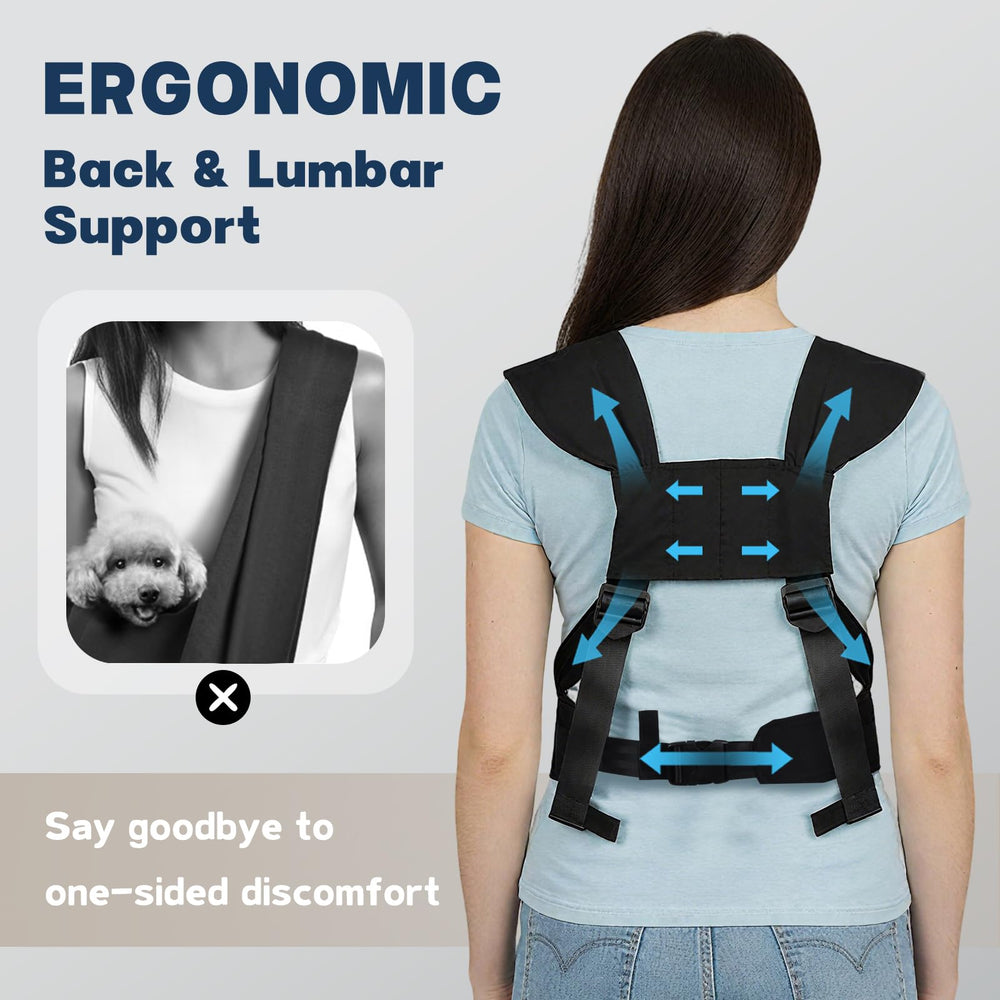 GoGoPaw front carrier helps anxious pets feel secure with eye contact and gentle petting.