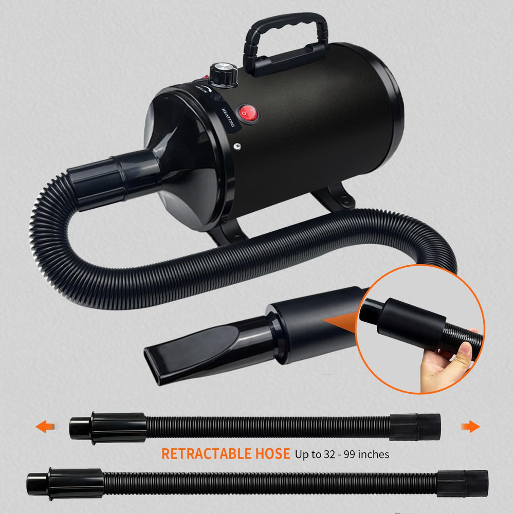 Golada Dog Dryer showing adjustable speed for different coat types.