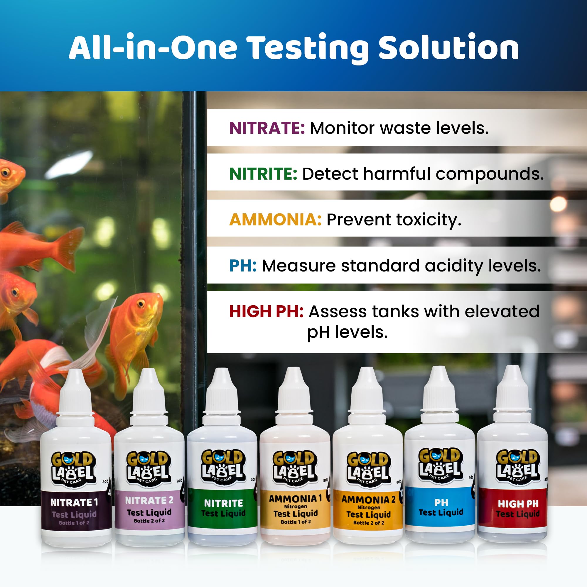 GOLD LABEL PET CARE Freshwater Master Test Kit nitrite test bottle for quick parameter checks