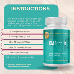 Gold Standard Herbs DM Formula label close-up highlights natural ingredients