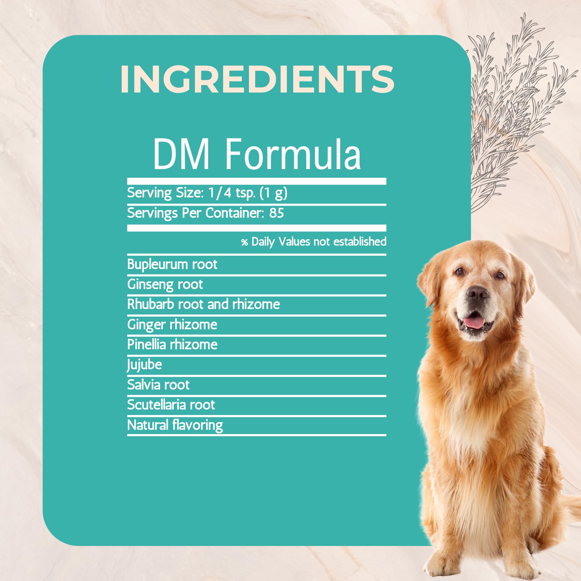 Gold Standard Herbs DM Formula mixed into meals supports convenient administration