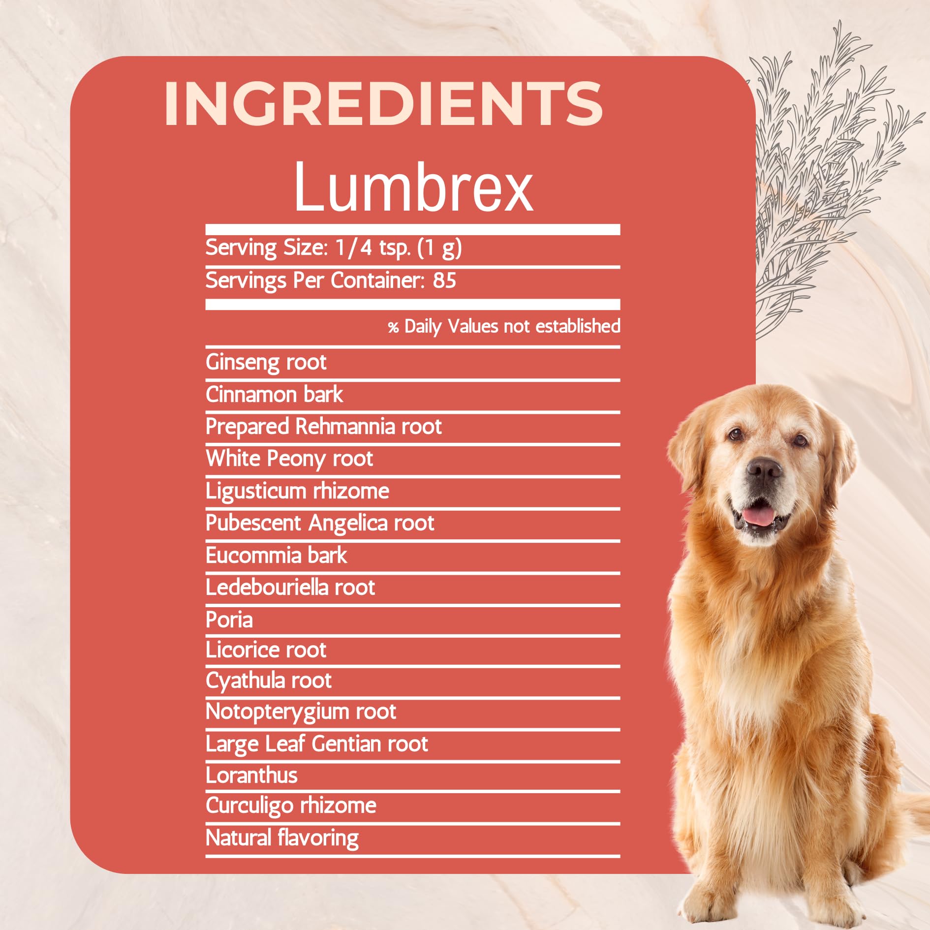 Lumbrex dosing scoop included for accurate daily amounts.