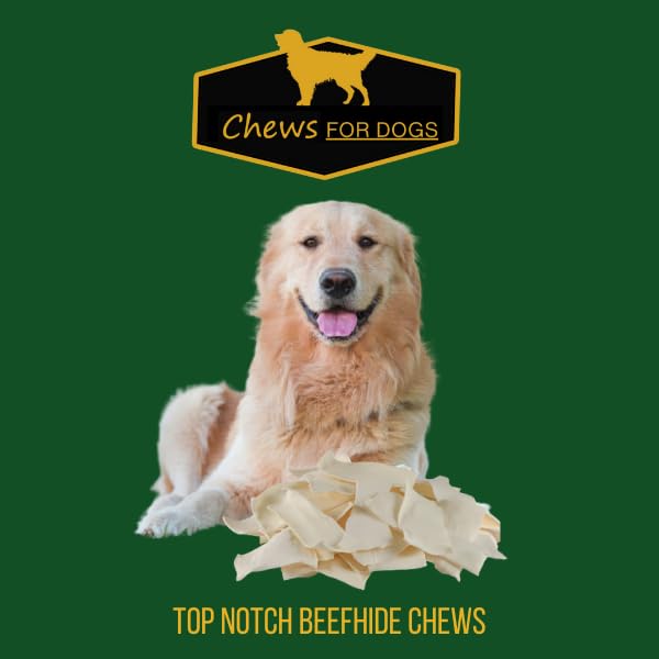 Golden Chews beef hide thick-cut chunks, durable chews for heavy chewers.