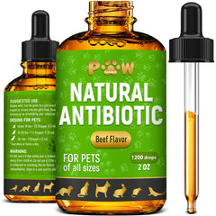 Golden Paw herbal antibiotics for dogs and cats in a liquid bottle for easy dosing.