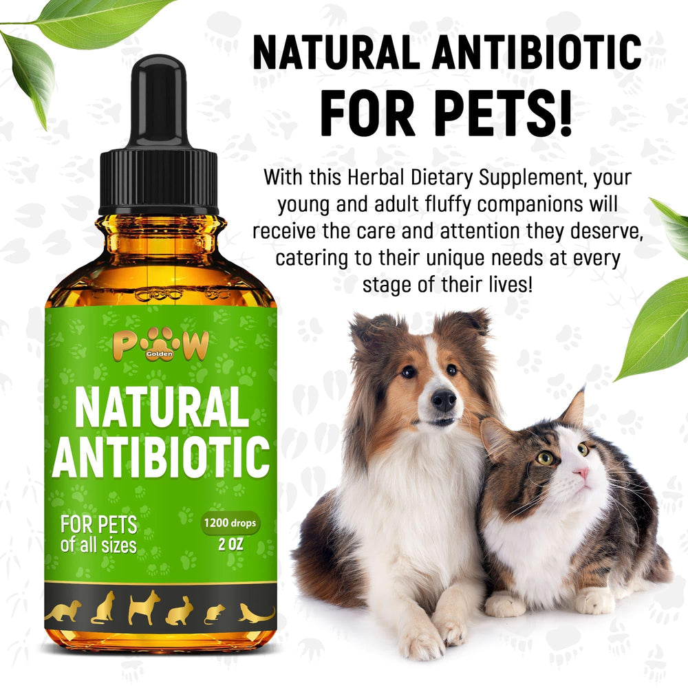 Golden Paw antibiotics drops 2 oz bottle ready for daily use.