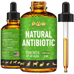 Golden Paw antibiotics drops bottle for dogs supports digestion and skin health.