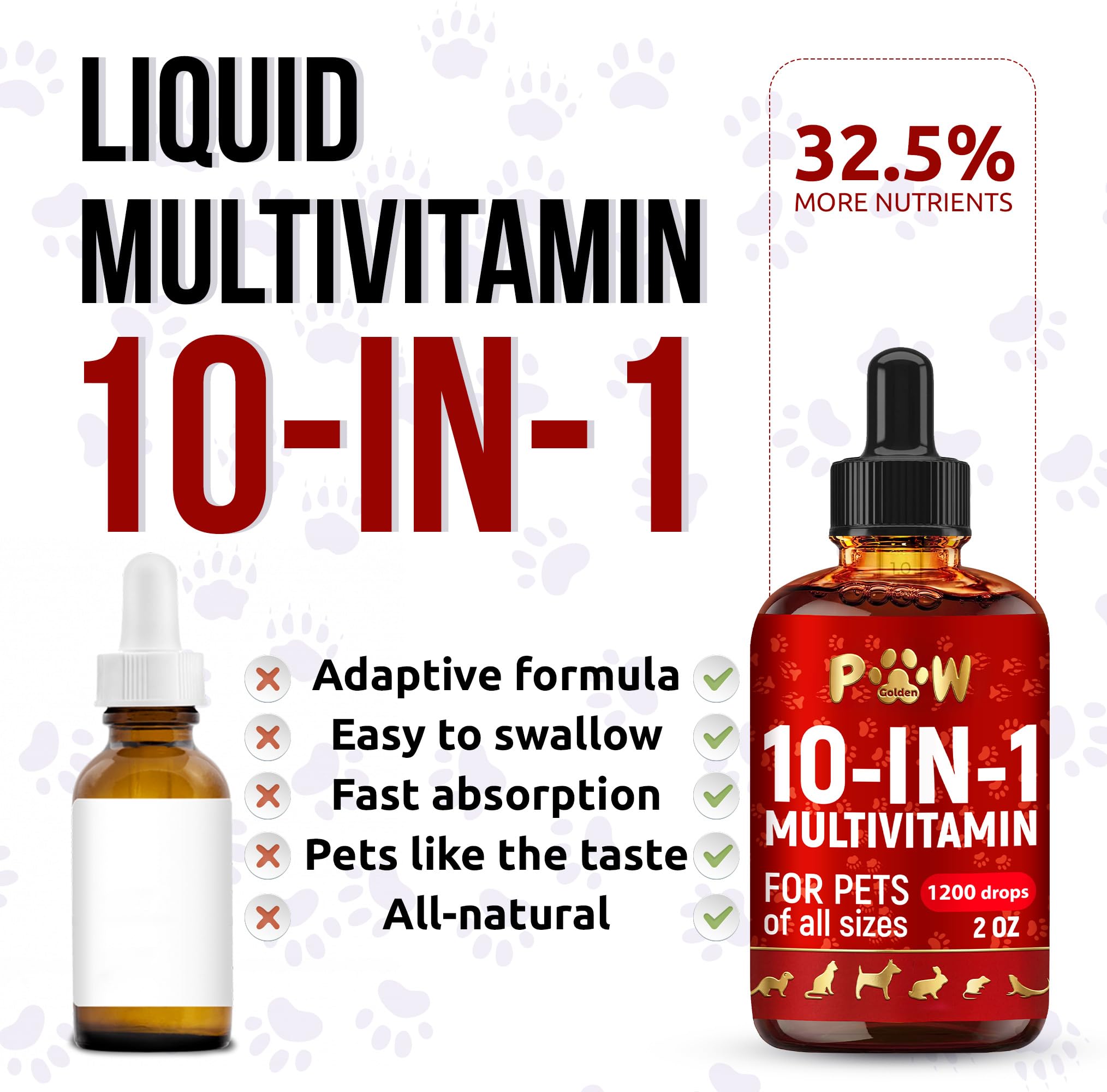 Golden Paw coat shine liquid vitamins for dogs and cats.