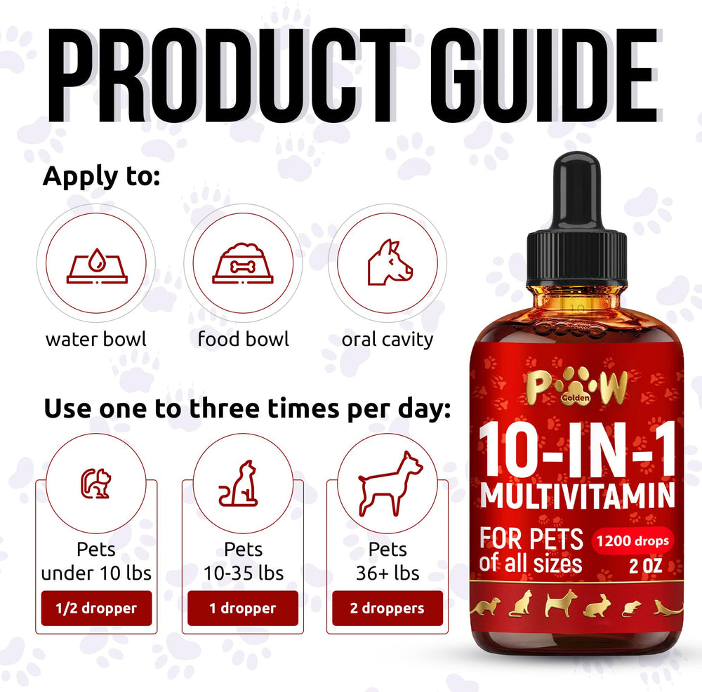 Golden Paw packaging closeup shows natural ingredients and droplet dosing.